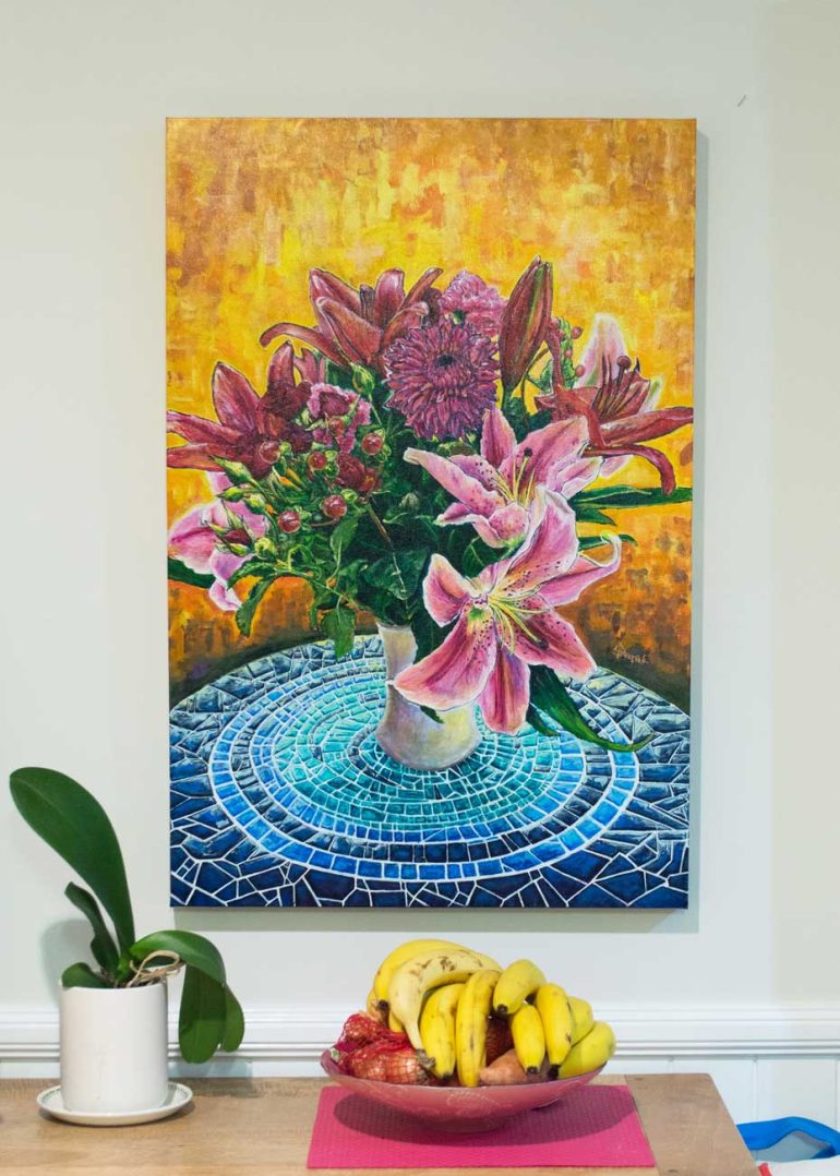 In Situ: Flowers, mixed media, "A Mosaic of Ash"